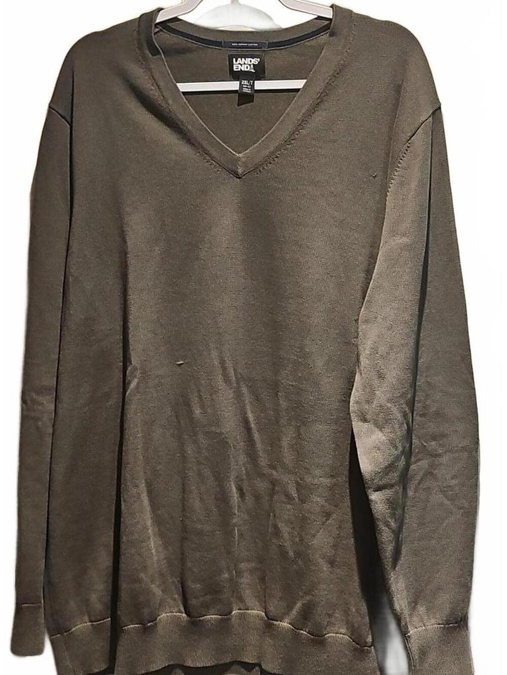 Lands' End olive green v neck sweater size 2XL